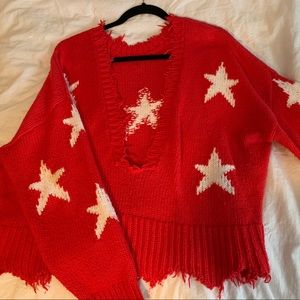 Wild fox red star sweater